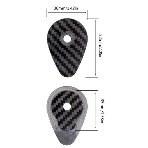 Premium Carbon Fiber Headset Top Cap Paired With Badass Gold Stainless Screws shows carbon fiber top cap dimensions 36mm x 52mm.
