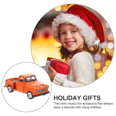 Totally Realistic Small Pickup Truck Model Miniature Figurine For Home Decor And Tabletop Display, orange holiday gift idea.