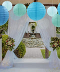 Blue Paper Lanterns Set Of 12 Assorted Sizes 6 Inch 8 Inch 10 Inch And 12 Inch Chinese Round Hanging Lamps used in wedding decor
