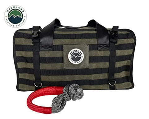 Rugged Waxed Canvas Recovery Bag With Paraffin Waterproofing, Large Gear Storage, Industrial Nylon Handle, Alligator Buckles, MOLLE Rows, D Rings