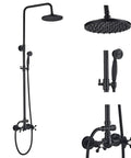 Matte Black Shower Faucet Set With 8 Inch Rainfall Shower Head And Handheld Spray, Luxury Dual Function Shower System