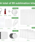 89Pcs Sublimation Blanks Kit For DIY Heat Press Projects Including Coasters, Keychains, Pillow Covers, and Garden Flags