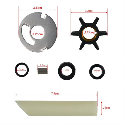 Water Pump Impeller Kit For Mercury Mariner Outboard Motors 4 To 9.8 HP 1975 1986 Replaces 89981T1 89981T2 89981Q1