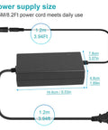 54.6V 2A Fast Charger For 13S Li-ion Battery shown with dimensions, power cords, suitable for 48V e-bikes and scooters.