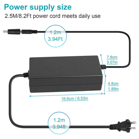 54.6V 2A Fast Charger For 13S Li-ion Battery shown with dimensions, power cords, suitable for 48V e-bikes and scooters.