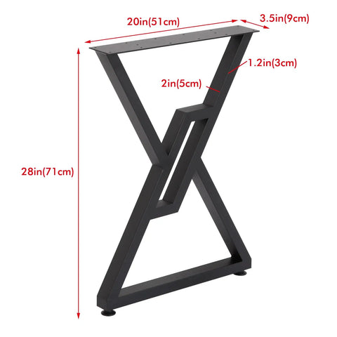Heavy Duty Metal Table Legs 2 Pack 28 Inch High 20 Inch Wide Square Tube Iron Desk Legs Rustic Industrial Country Style