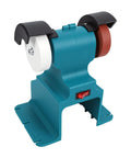 Jeffergarden Cordless Mini Bench Grinder With Two Wheels, compact electric sander with white and red wheels for sharpening.