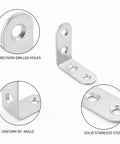 Heavy Duty Stainless Steel 90 Degree Corner Brace L Bracket Built To Last For Furniture Repair And Shelf Reinforcement