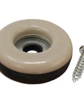 Heavy Duty 7/8 Inch Round Furniture Sliders Featuring Zero Friction Glide Tech For Slick Carpet And Wood Floor Moves While Shielding Surfaces From Scuffs Tan 8 Pack with screw beside slider
