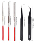 Set of files and tweezers from 44 Piece Gundam Model Tools Kit For Hobbyists showcasing precise lengths and measurements.