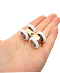 Replace Rattling Janky Doors Fast With Heavy Duty Sliding Rollers Whisper Quiet Track Pulleys For Barn Cabinet Glass Doors Adjustable Glides in hand.