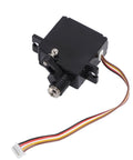 Premium Five Wire RC Servo For One Eight Scale Remote Control Models, black, detailed view with servo wire.
