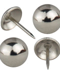 Top Shelf Silver Upholstery Tacks With Hella Durable Build 7 16 Inch Rounded Heads Heavy Duty Nickel Plated Steel Push Pins 100 Pack, close-up view.