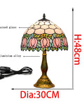 Cozy Pink Tulip Tiffany Style Stained Glass Table Lamp 12 Inch Wide 18 Inch High With Aluminum Base E26 Bulb Included