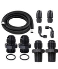 15 Ft AN6 Transmission Cooler Line Kit For 4L60E 4L65E Black Nylon Braided Hose With Aluminum Fittings Universal Fit Durable Steel Core