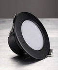 WKNHHL Recessed Lighting Housing Trim Kits Round Led Downlight Recessed Super Bright Led Ceiling Panel Light Aluminum black spotlight angle view