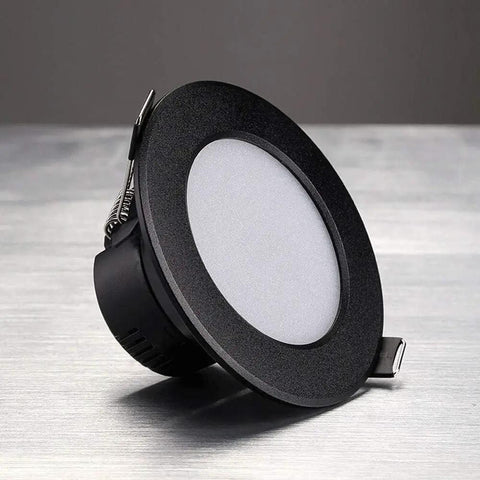 WKNHHL Recessed Lighting Housing Trim Kits Round Led Downlight Recessed Super Bright Led Ceiling Panel Light Aluminum black spotlight angle view