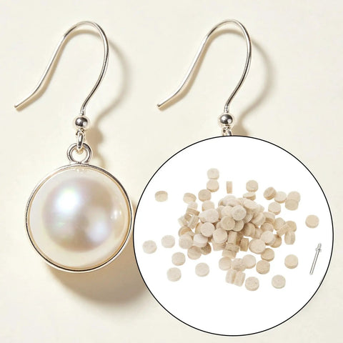 Get Ready For Some Serious Shine With The 100 Piece 13mm Wool Felt Polishing Buffing Pads Featuring Quick Fit Shank Design Perfect For Grinding And Detailing Jewelry Or Metal Parts Without Breaking A Sweat, displayed with pearl earrings.