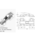 90 Degree No Drill Cabinet Hinge With Soft Close For Cupboard Doors, Hydraulic Hinges With Screws, Easy Install, 4 Inch Size Diagram