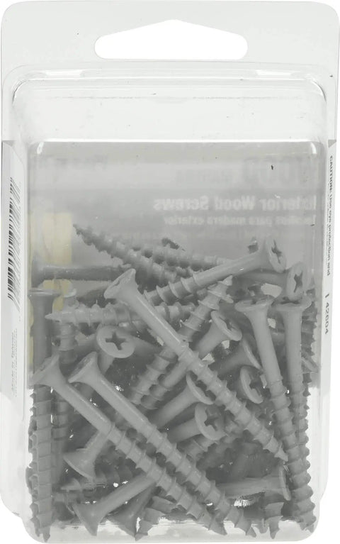 50 Count Exterior Deck Screws Size 8 by 2 Inches With Phillips Drive Gray Ceramic Coated Rust Resistant Fasteners in package