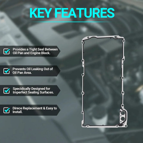 Heavy Duty Oil Pan Gasket For Chevy Gmc Cadillac Ls Vortec Engines 4.8L 5.3L 6.0L 6.2L features tight seal design