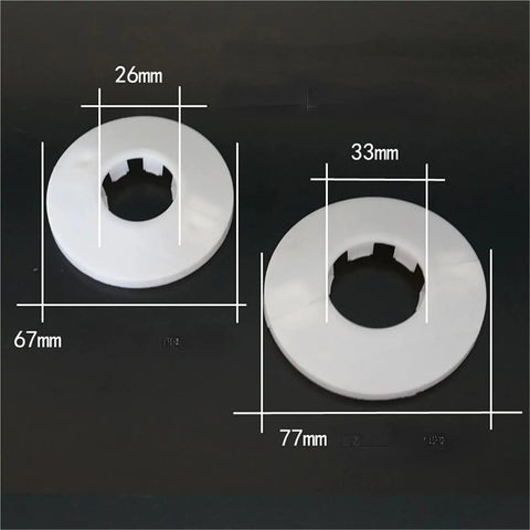 Ace Concealed Fire Sprinkler Cover Plates With Flush Mount Drywall Ceiling Decorative Head Enclosure Shell For A Slick New Smoke Detection Setup In A 5 Piece Bundle with two white trim plates showing dimensions.