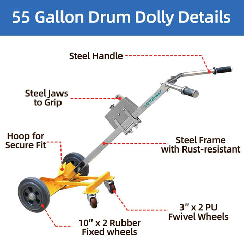 Heavy Duty Drum Truck And 55 Gallon Barrel Cart Reinforced Steel Frame Dolly With 1000 Lbs Capacity Smooth Rolling Workshop Beast That Crushes Heavy Jobs And Handles It Like A Pro
