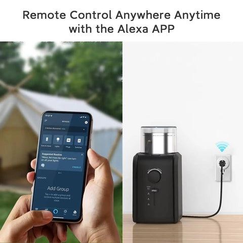 Hands Free Smart Plug Pack Of 4 With Echo Compatibility Easy Setup Remote App Control Bluetooth Mesh displayed with app