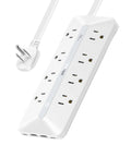 Eight Outlet Power Strip With Dual USB C Fast Charging Surge Protector Desk Organizer For Home Office Gaming Setup close-up view.