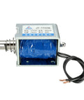 DC 12V 60N Push Pull Linear Solenoid Electromagnet With Open Frame Design 10mm Stroke Low Power Consumption Rapid Return Minimal Heat Ideal For DIYers, Prototyping, And Small Automation Tasks, open-frame metal body with lead wires