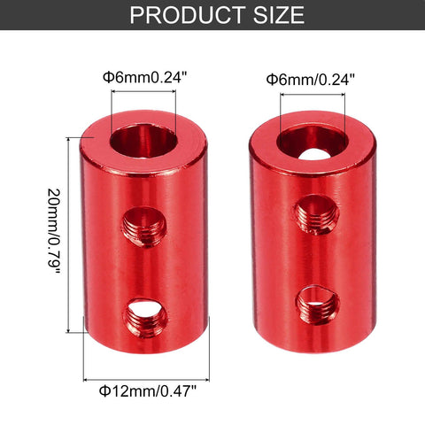 Heavy Duty 6mm To 6mm Shaft Coupler Set For 3D Printers And DIY Encoders Red Aluminum Joint Connector L20mm D12mm With 20 Screws 5 Pack High Strength Vibration Dampening For Smooth Quiet Operation. Red aluminum coupler size diagram, 20mm long and 12mm diameter