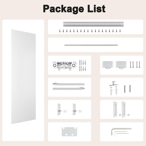 Concealed Sliding Barn Door 30 By 84 White Primed Flush Solid Core With Soft Close Installation Hardware And Double Sided Pulls Included