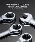 Heavy Duty 30 Piece Ratcheting Wrench Set With 72 Tooth Fast Grip Teeth showing double-ended wrenches with textured grip heads.