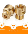 Close-up of brass jets from the Holley Jet Assortment Kit For Carburetors, 72-Piece Jet Set With Sizes #64 To #99, 1/4-32 Threads