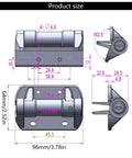 Technical drawing of 2 Pack Weatherproof Gate Hinges With Safe Spring Mechanism and Tension Control Tool showing dimensions