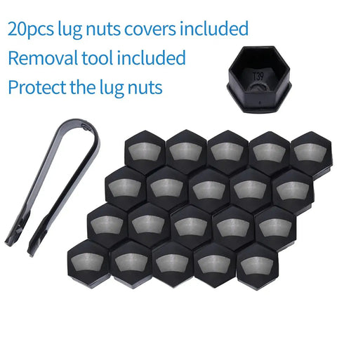 M12x1.5 Lug Nuts Set Of 20 With Socket Key And Caps Closed End Bulge Lug Nuts 60 Degree Conical Seat 1.38 Inch Long 0.8 Inch Diameter