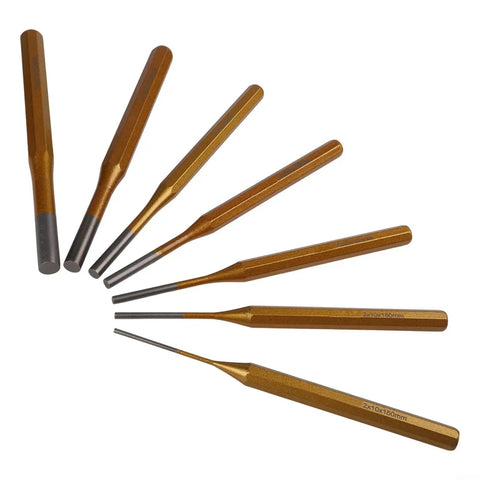 Heavy Duty 7 Piece Roll Pin Punch Set Featuring Tough Alloy Steel Construction With Chisel And Cone Tips For Precise Machinery Maintenance And Watch Repair Tasks Across All Sizes From 2 To 10mm, 7 punches