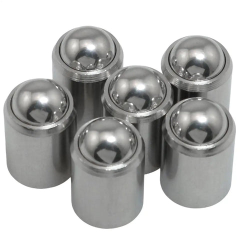 Top Tier 304 Stainless Steel Ball Head Spring Plungers Set Of Six Heavy Duty pins showing round tips, ideal for furniture and tooling.