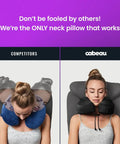 Comparison of models using a competitor neck pillow and Long Haul Travel Pillow With Memory Foam For Neck And Head Support, Jet Black.