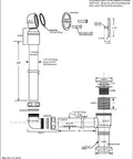 Diagram of 24 Inch Direct Outlet Tub Waste And Overflow Kit With Ball Joint Alignment and Tiptoe Drain, detailed specs included.