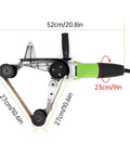 110V 800W Pipe And Tube Polisher with Stainless Round Sander, side view showing dimensions, 360 Degree Rotation, 6 Speed Adjustable
