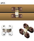 6 Pieces Hidden Hinges Set For Cabinets And Doors Built To Last With Plastic And Iron Construction Concealed Folding Hinges Brown