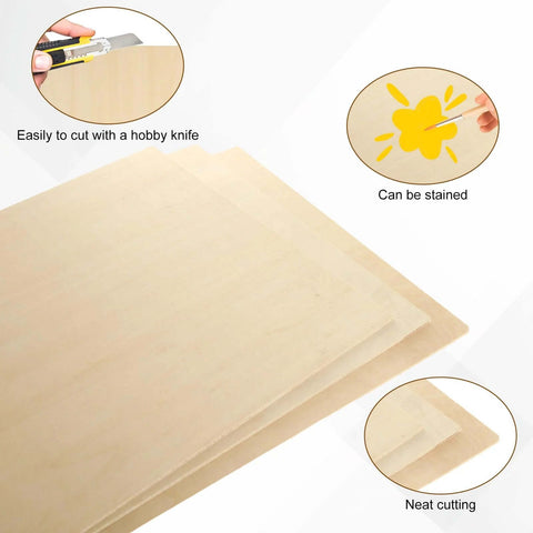 Basswood sheets, 24 pcs, unfinished, 16 x 12 x 1/8 in, suitable for laser cutting