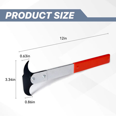 Oil Seal Removal Tool With Dual Hook For Quick Wheel Seal Twister, showing dimensions, metal construction, and red handle