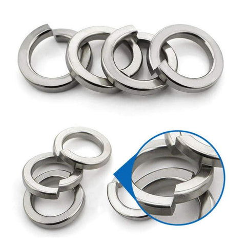 PZRT 50 pcs 1/4 in 304 stainless steel split lock washers, silver