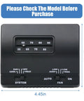 RV Thermostat For Mach Air Conditioners Heat And Cool Control Single Stage Replacement, black unit with controls and dial.