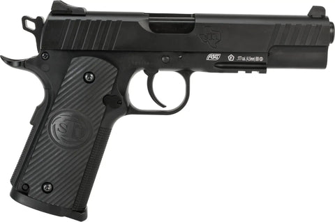 Duty One Non-Blowback CO2 4.5mm BB Pistol Black With Licensed STI Trademarks, metal top, polymer frame, tactical rail
