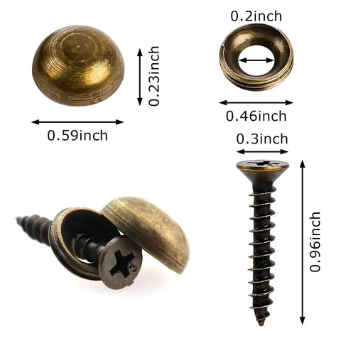 No Sweat Install 16 Piece Pure Copper Decorative Screw Set With 15 Millimeter Self Tapping Screws And Washers, 0.59 inch caps