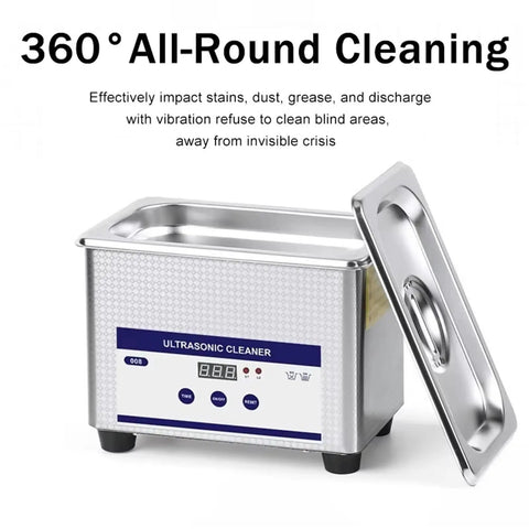 Sweet Clean Mini Ultrasonic Cleaner For Effortless Jewelry Glasses Braces And Watch Polish Compact Sonic Cleaning Appliance in stainless steel.