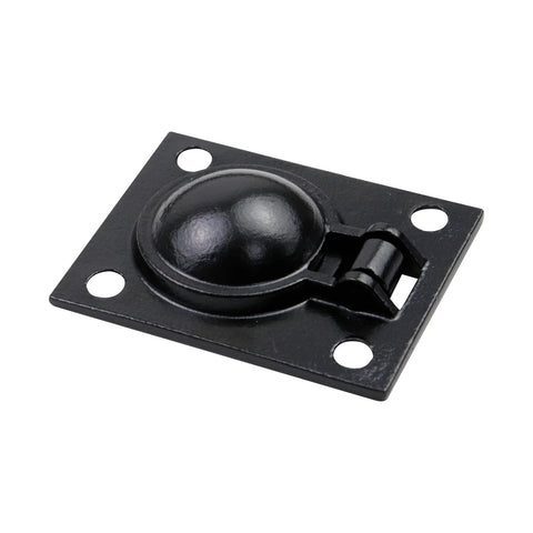 Flush Ring Pull Stainless Steel Boat Hatch Latch And Cabinet Flush Mount Lifting Ring Pull Handle Black, shown flat, four screw holes visible.